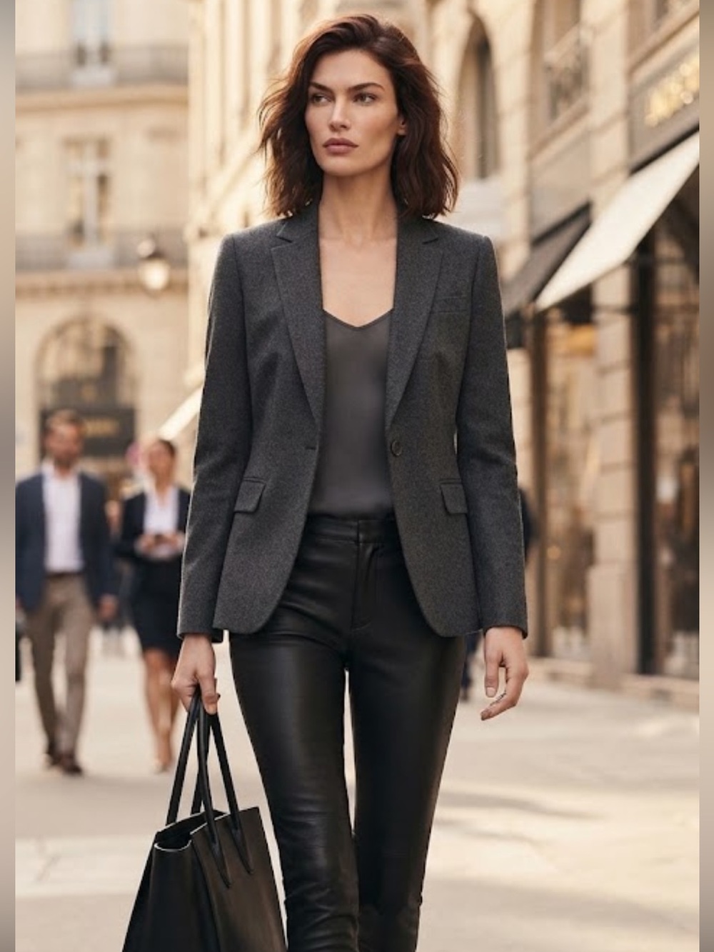 J. Crew Women's Charcoal Gray Wool Blazer Single Button Classic Career Jacket